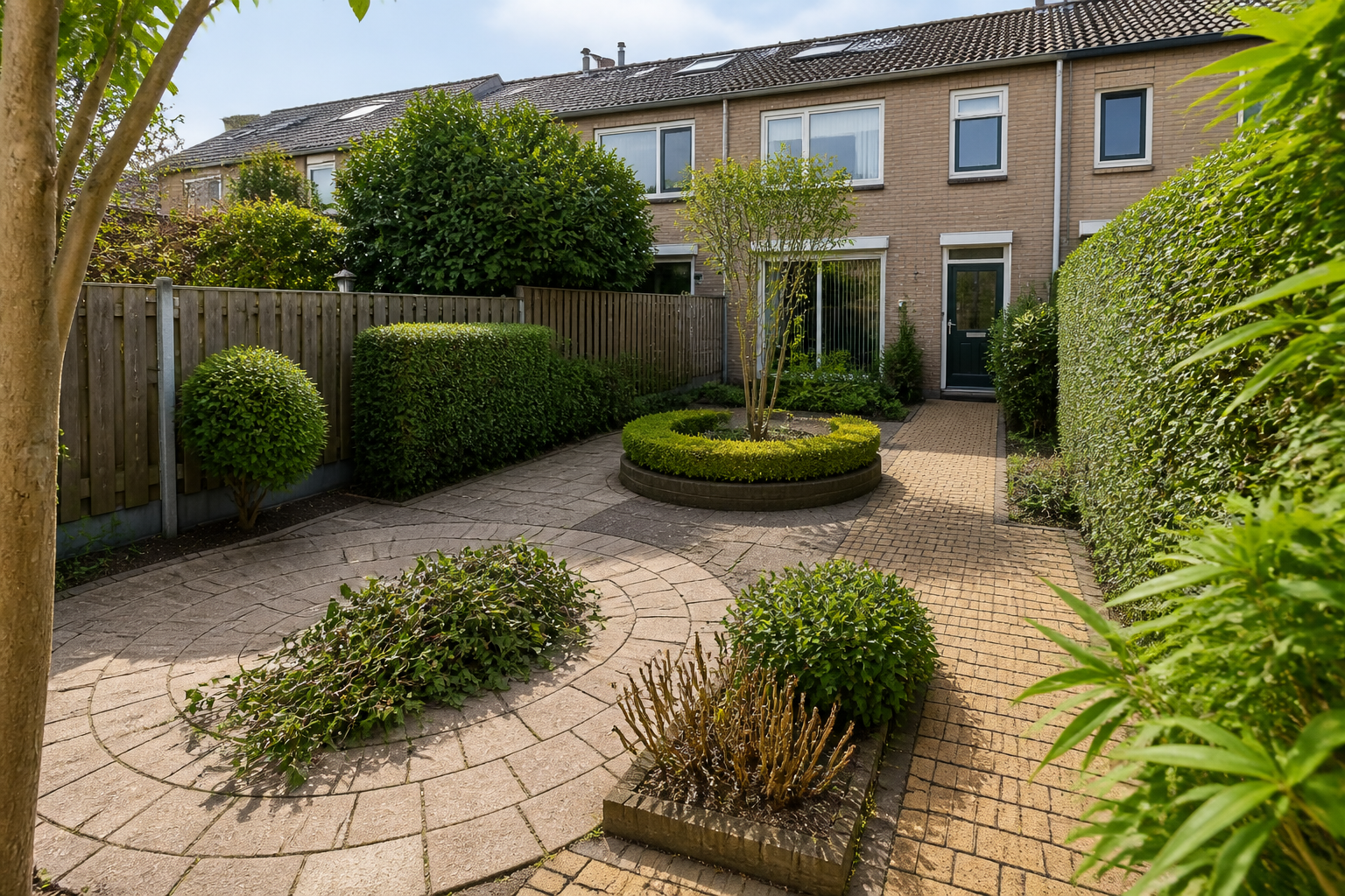 Verzorgde tuin na snoeiwerk en periodiek onderhoud